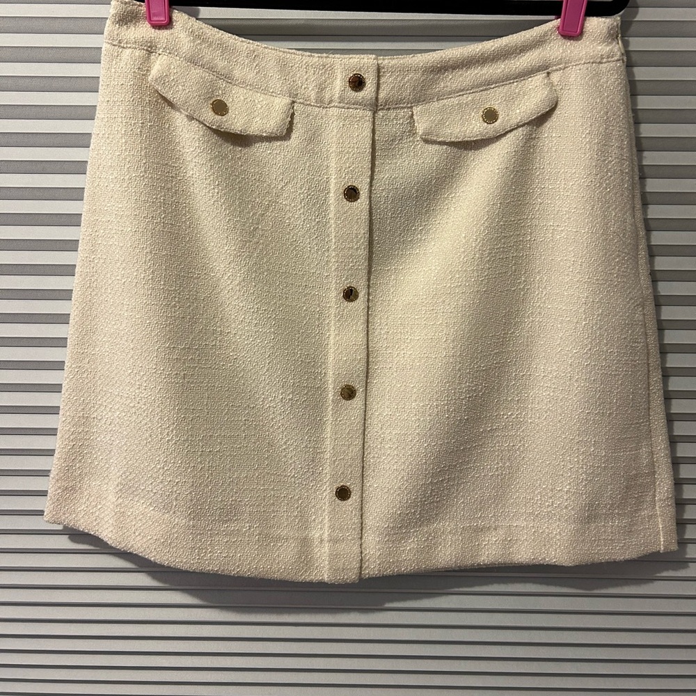 Ivory Marc New York Skirt with Gold Button Detail